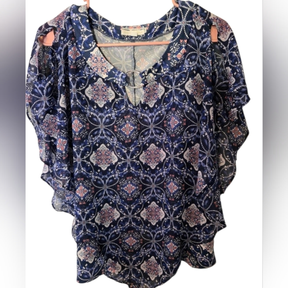 Blue Patterned Women's Top